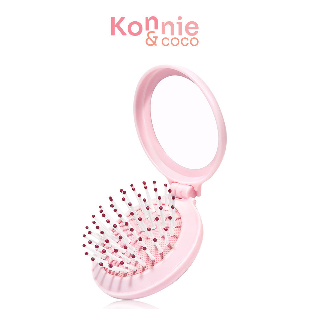 Konvy Portable Air Cushion Folding Comb #Pink หวีแปรงพับพร้อมกระจกในตัว สีชมพู.