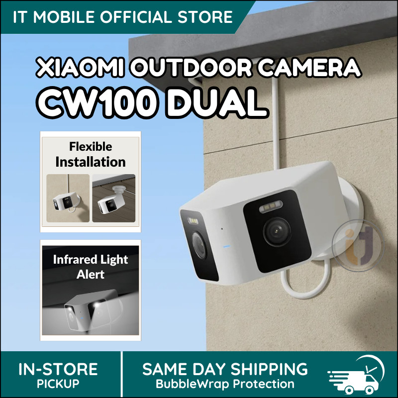 กล้องกลางแจ้ง Xiaomi CW100 Dual 2K HD ความละเอียด Dual-Lens มุมมองพาโนรามา Audible & Visual Alarm