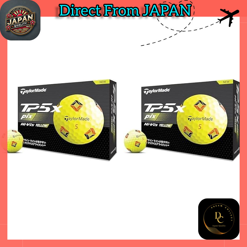 TaylorMade TMJ24 TP5x pix YLW JPN 12-pack TP5x Pix Yellow Golf Balls 2024 Model Yellow (× 2)