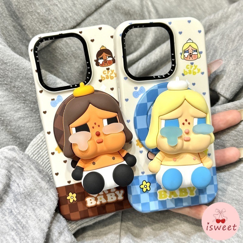 น่ารักการ์ตูน 3D ลายสก๊อต Crybaby สาววงเล็บเคสโทรศัพท์สําหรับ iPhone 16 15 14 Pro Max 13 15promax อะคริลิค Anti-collision ฝาหลังปลอก