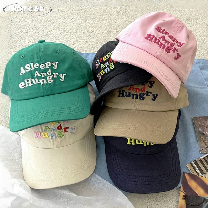 Hotcap ชิปปิ้ง💕หมวกเบสบอลคู่รักสไตล์ญี่ปุ่น ลายตัวอักษรน่ารัก สดใส หมวกนักเรียนเที่ยวช้อป ของขวัญสำหรับคู่รัก