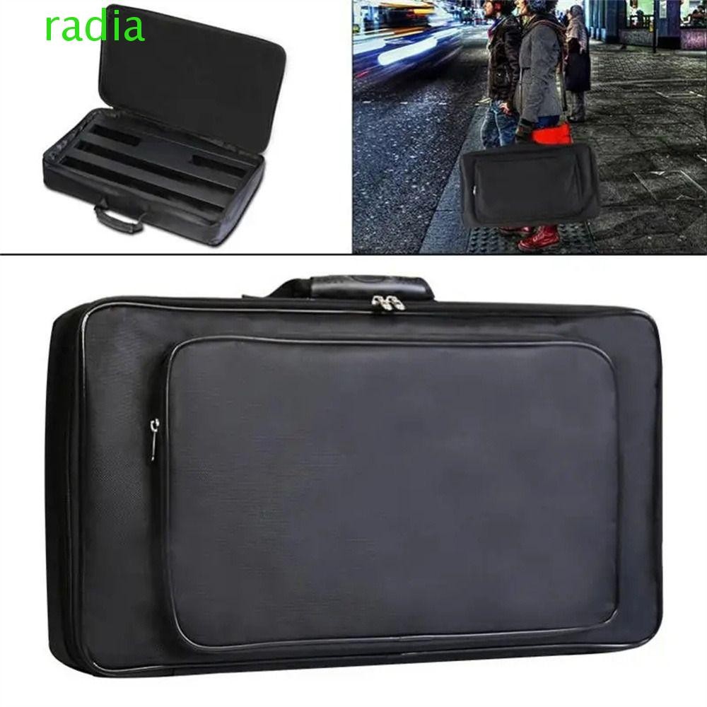 RADIANTZAP กระเป๋าเอฟเฟคกีตาร์กันน้ําความจุขนาดใหญ่ Pedalboard Storage, อุปกรณ์กีตาร์พกพากล่อง Double Layer Big สไตล์ Pedalboard กระเป๋าถือ Electic กีตาร์
