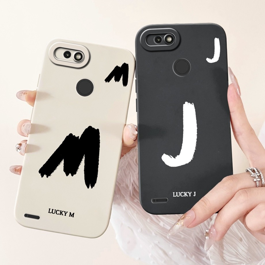 สําหรับ Tecno Pop 2 Pro B1P Pop2 Power Case Pop 2Power ฝาครอบซิลิโคนอ่อนนุ่ม Matte Lucky A--Z Letter