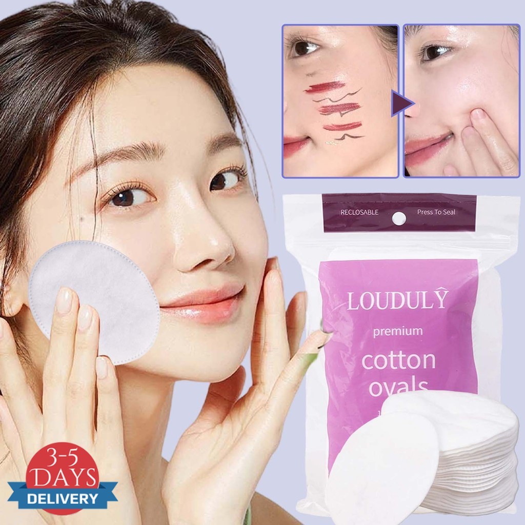 [จัดส่ง 3-5 วัน]แผ่นผ้าฝ้ายทรงวงรี | การออกแบบ 3 ชั้นสําหรับทําความสะอาดที่มีประสิทธิภาพ, 50 ชิ้น So