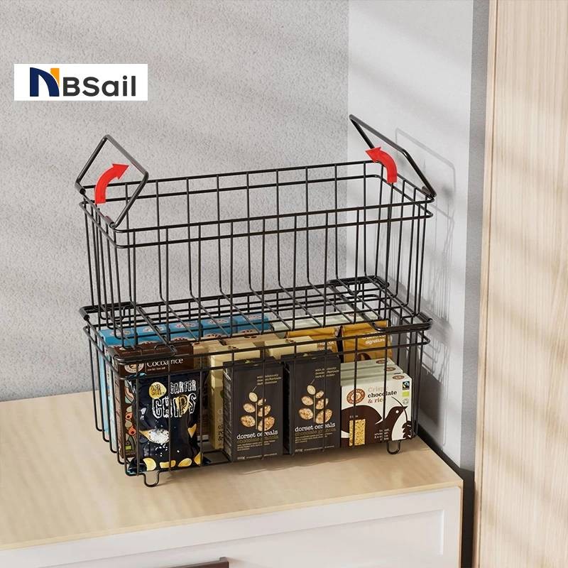 NBSail 4แพ็ค ตู้แช่แข็งตะกร้าแบบซ้อนกันได้ ตะกร้าเก็บของ ตู้เย็นตะกร้าเก็บห้องครัว ตู้แช่แข็งลึกและรับอาหารแช่แข็ง