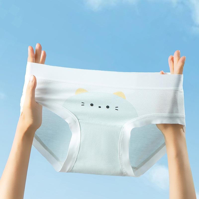 Bra Foryou กางเกงชั้นในนักเรียนเอวกลาง(H164) ผ้าฝ้ายนุ่มสวมใส่สบาย ป้องกันแบคทีเรีย 5 สี ไร้ตะเข็บ WOMEN Clothing ราคา ถูกที่สุด ดีลบีเคเค แกลเลอรีภาพที่ 2