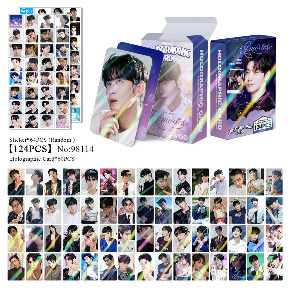 92-124 ชิ้น/กล่องเกาหลี Actor Cha Eun Woo ความทรงจํา Photocards Astro สติกเกอร์ ENTITY Wonderful Wor
