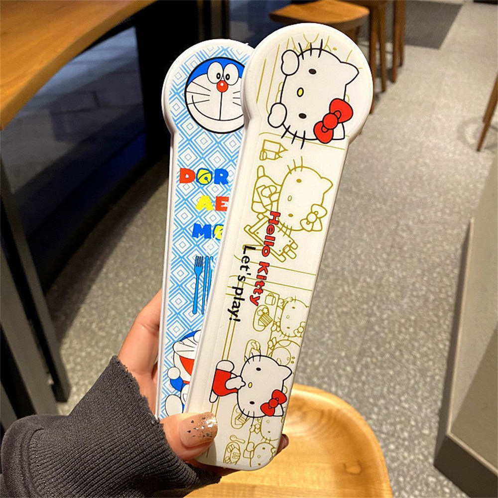 ชุดช้อนส้อมสแตนเลสพร้อมกล่อง ลายการ์ตูน ชุดช้อนส้อมเด็กพกพา คิตตี้ -AME1 - รูปที่ 5