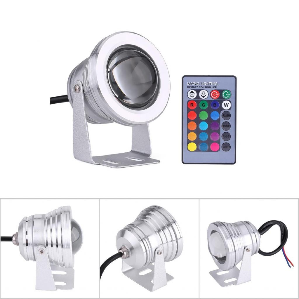 เรือยอชท์เรือทะเล 10W 12V RGB LED สปอตไฟแสงกันฝนพร้อมการควบคุมระยะไกลสำหรับภูมิทัศน์กลางแจ้ง (เปลือก