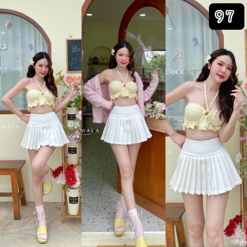 (พร้อมส่ง) Pimala97 เซ็ทยัยน้องเหลืองสดใสต้อนรับสงกรานต์ไปเลยค้า เสื้อทรงแซ่บเนื้อผ้าน่ารักมากก