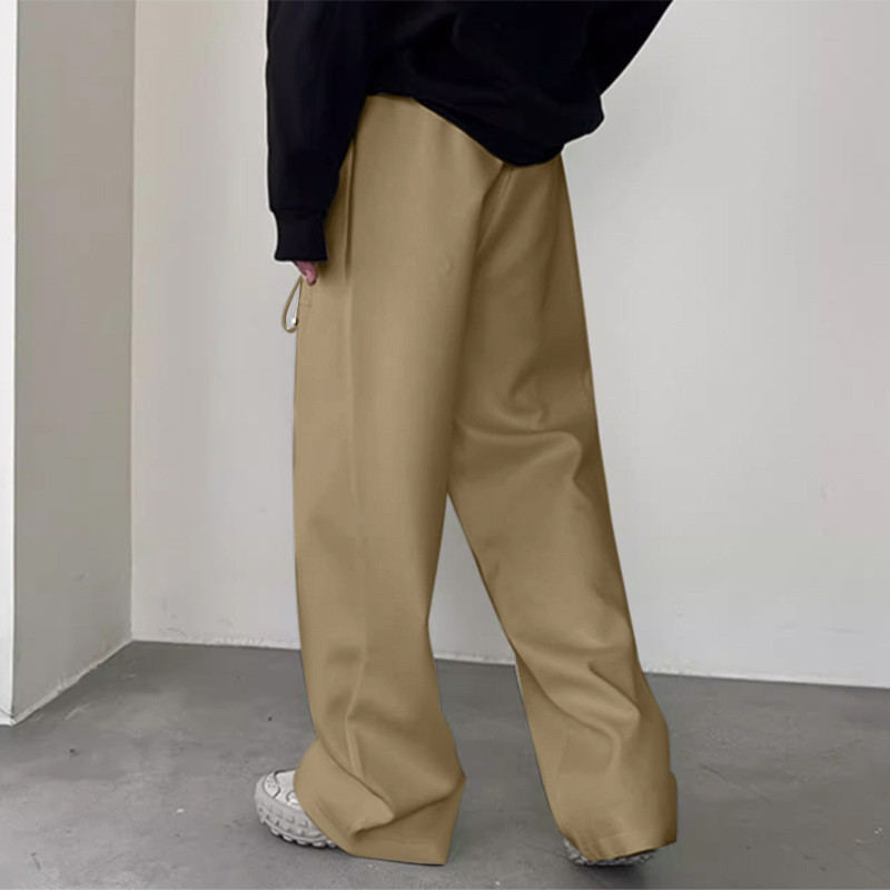 ไม่แน่นอน กางเกงอนามัยกระเป๋าขนาดใหญ่แบบมีเชือกรูดสําหรับผู้ชายพร้อมกางเกงลําลองขาตรง