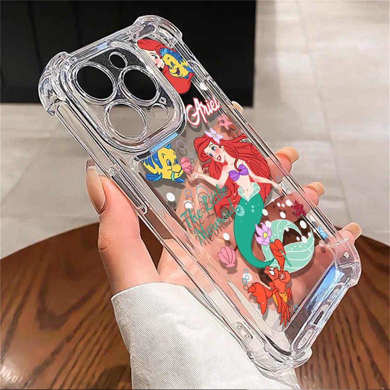 น่ารักกันกระแทก Mermaid Bumper Case เคสโทรศัพท์สําหรับ IPhone 15 11 14 13 12 Pro XS Max ปลอกโปร่งใส X XR 7+ 8 6 6S Plus Soft TPU ฝาครอบซิลิโคน