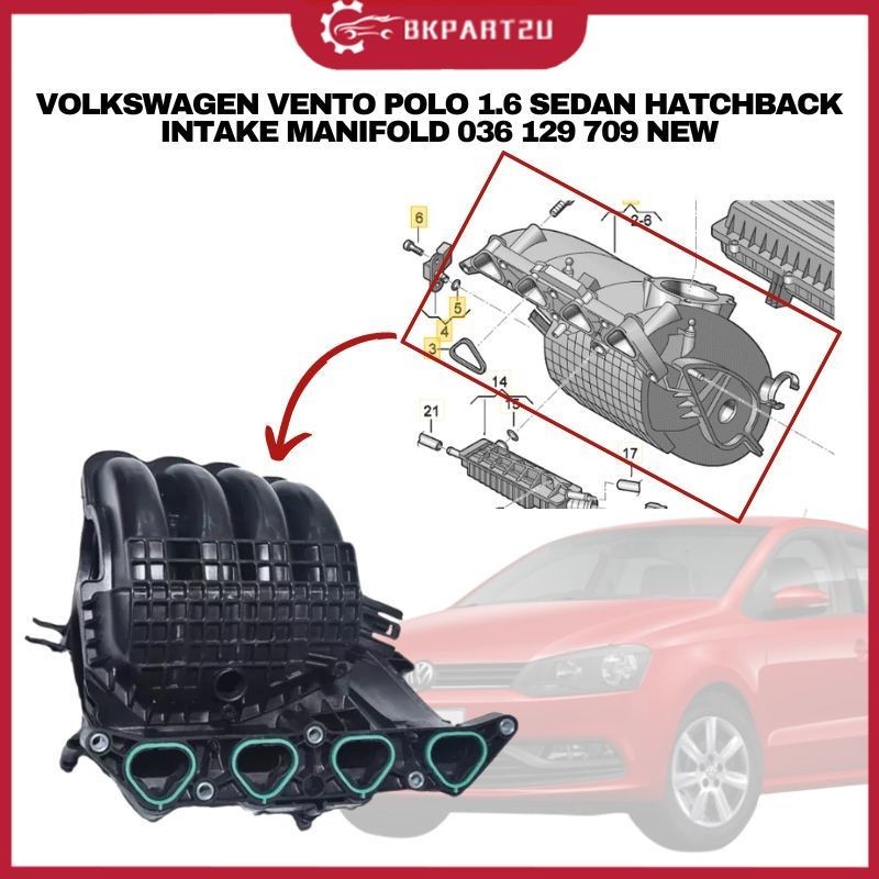 VOLKSWAGEN VENTO POLO 1.6 SEDAN HATCHBACK 1.6 NA INTAAKE MANIFOLD 036129709 036 129 709