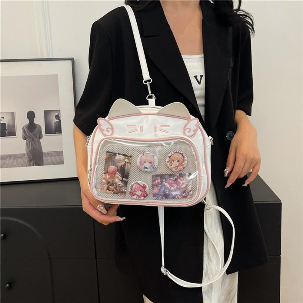 Perneaky Kawaii Cat Itabag, กระเป๋าตุ๊กตาใสน่ารัก, กระเป๋าเป้สาวอินเทรนด์ลําลอง