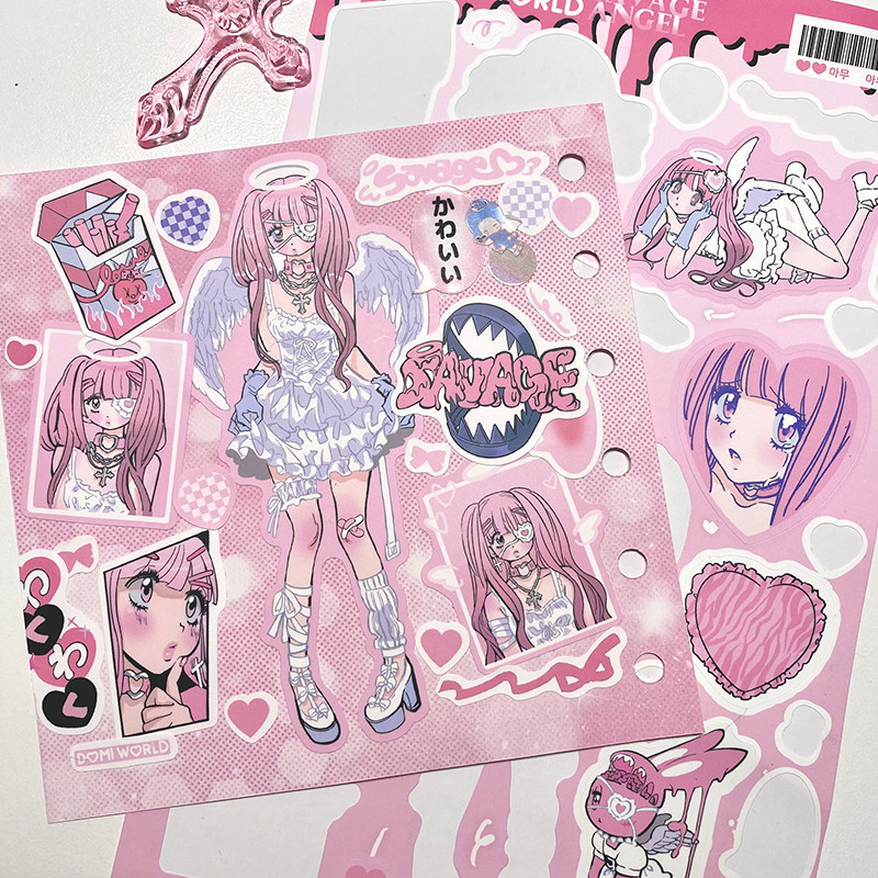 สติ๊กเกอร์ Domi Demon Angel สติ๊กเกอร์ตัวละครเกาหลี doki โทรศัพท์มือถือสติกเกอร์การ์ดด้านหลัง diy Sweet Asia
