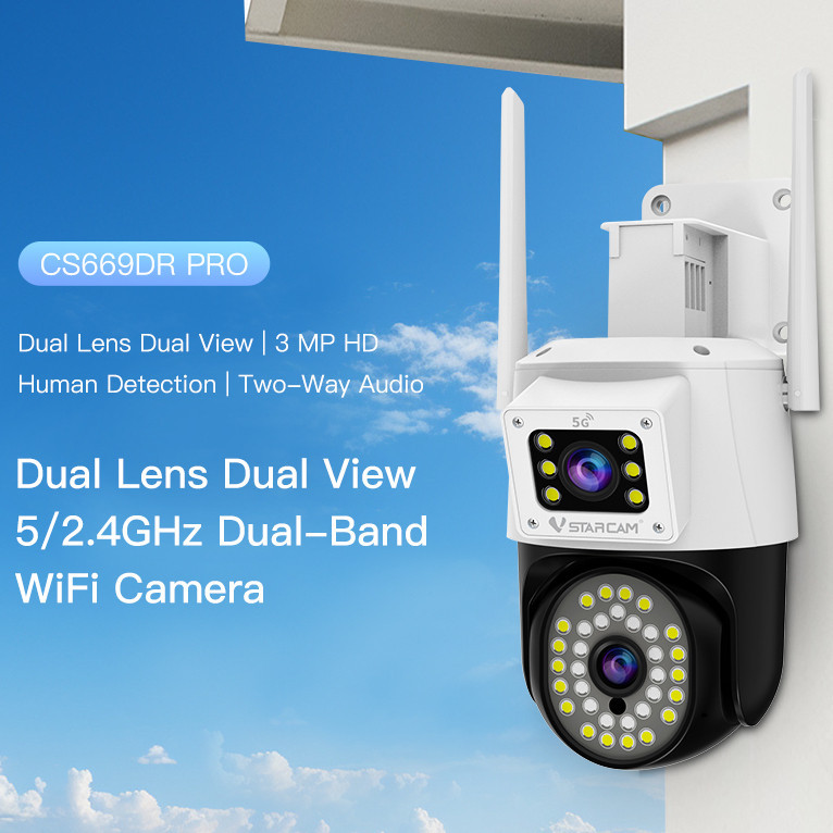 กล้องวงจรปิด Vstarcam CS669DR-PRO (เลนส์คู่) ใหม่ล่าสุด ( รองรับ Wi-Fi 5G ) ความละเอียด 3 MP(1296P)