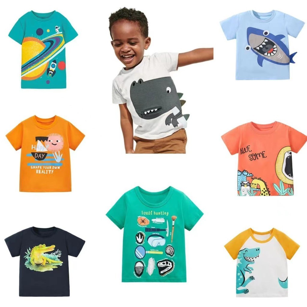 เสื้อยืดแขนสั้น ผ้าฝ้ายแท้ พิมพ์ลายการ์ตูน Little maven สไตล์ยุโรป และอเมริกา แฟชั่นฤดูร้อน สําหรับเด็กผู้ชาย