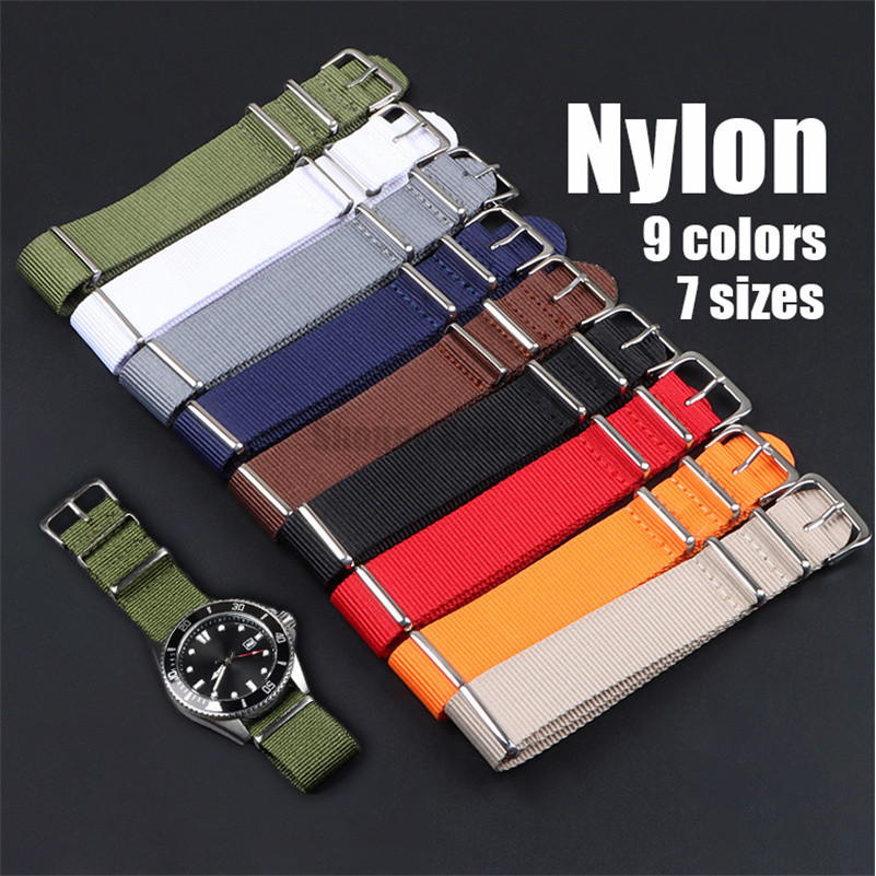 Universal ไนลอนผ้าใบสายนาฬิกา 12-24 มม. Zulu Nato One Piece Loop สร้อยข้อมือ