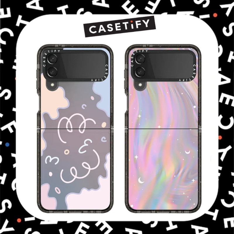 casify กันกระแทก Aurora Starry Moon เคสโทรศัพท์ไล่โทนสีสําหรับ Samsung Galaxy Z Flip3 Flip4 Flip5 ฝา