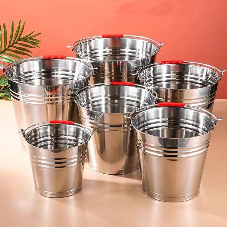 ถังความจุขนาดใหญ่ ถังสแตนเลสหนา ถังมือถือ ถังในครัวเรือนในครัว มีหลายขนาด5L-24Lความจุ