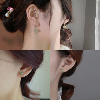 Hwetr Vintage ใหม่สไตล์จีนหยกต่างหูผู้หญิงประณีตเลียนแบบหยก …