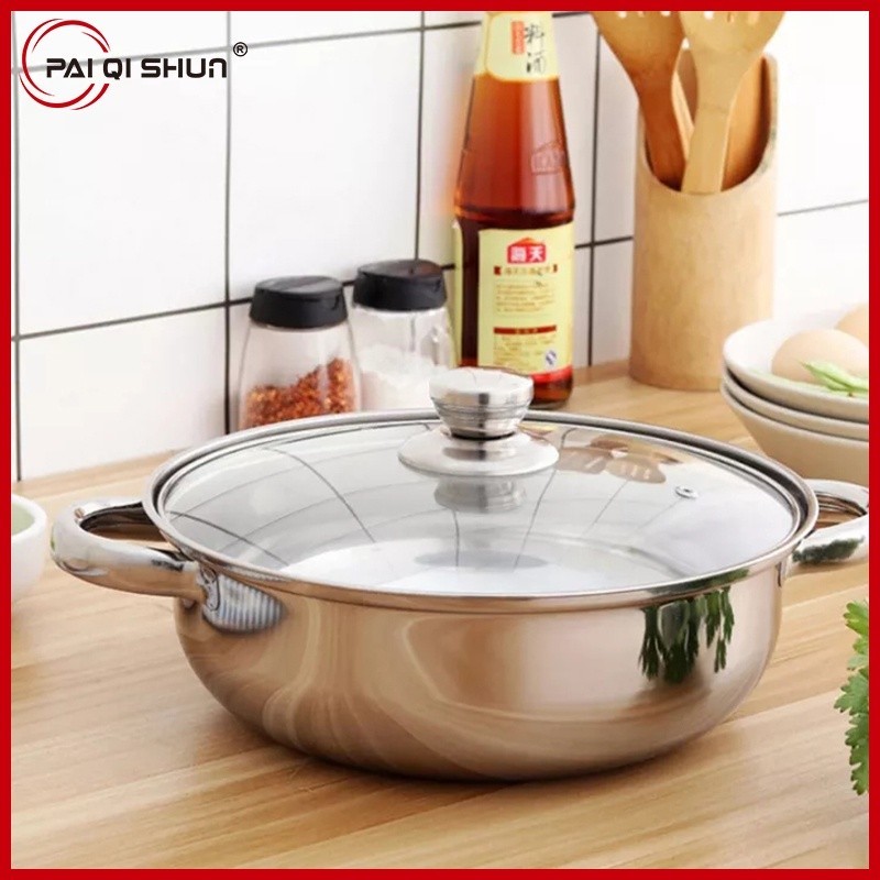 PQS หม้อนึ่งสแตนเลสฝาใส  หม้อ หม้อสุกี้ 1ชั้น ขนาด 28cm