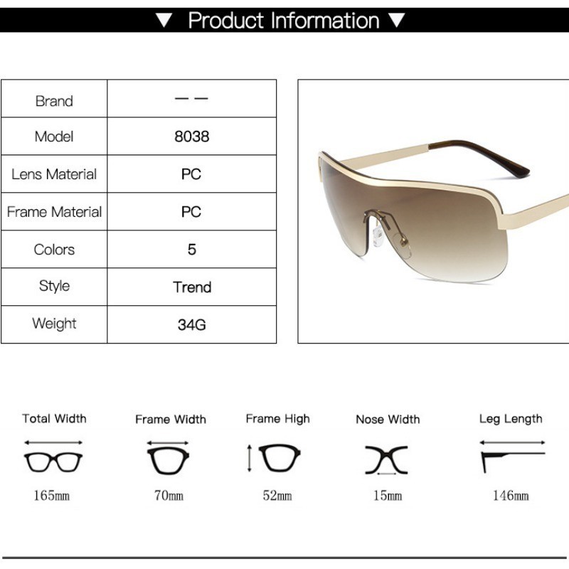 สนับสนุนขายส่งปลาค็อด (ซาน9)ใหม่แฟชั่นครึ่งกรอบแว่นตากันแดดไล่โทนสีผู้หญิงบังแดดแบบบูรณาการ - รูปที่ 6