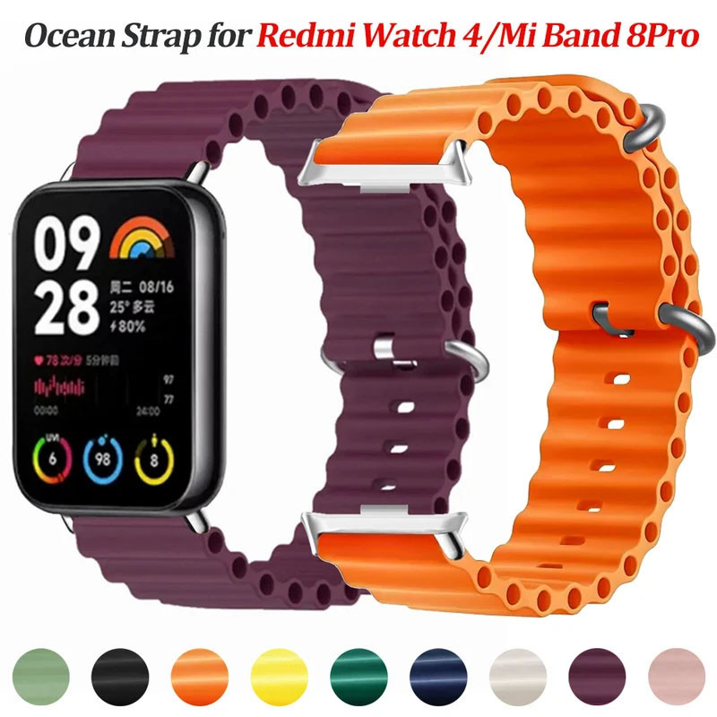 Ocean Strap ใช้งานร่วมกับ Xiaomi Redmi Watch 4 สร้อยข้อมือโลหะ Correa Iwatch Xiaomi Mi Band 8 Pro อุปกรณ์เสริมวงซิลิโคน