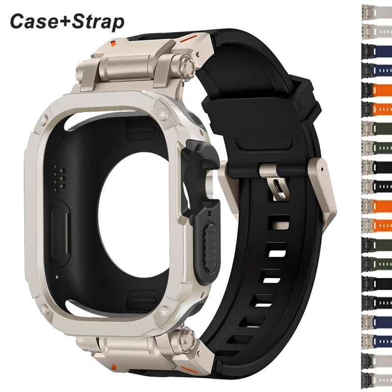 สายรัด + สําหรับ iSmart Watch Band 11 10 9 8 7 6 5 4 Ultra 2 TPU Protector ฝาครอบสร้อยข้อมือซิลิโคนสําหรับ iWatch 49 มม.44 มม.45 มม.46 มม.