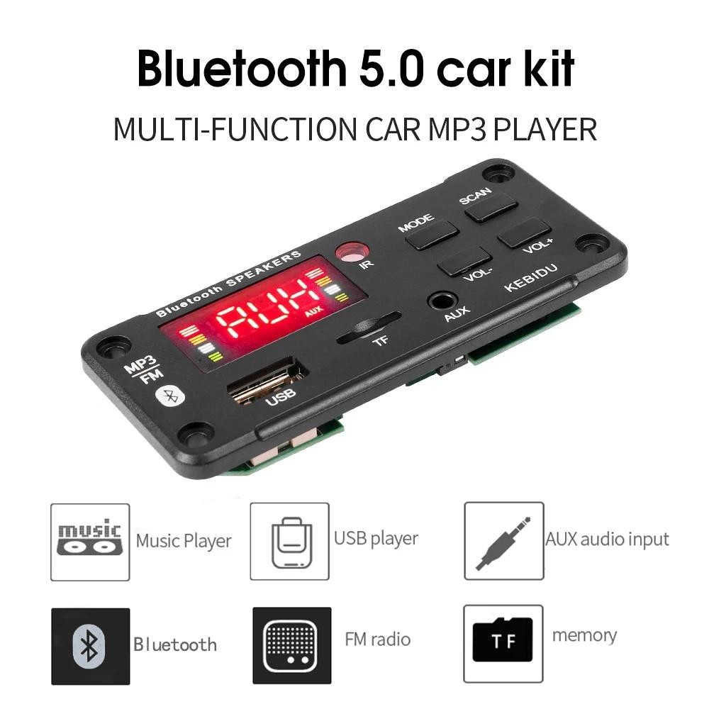 12v MP3 ไร้สายบลูทูธ 5.0 ถอดรหัสบอร์ดเครื่องเสียงรถยนต์ USB TF วิทยุ FM โมดูล USB FM TF วิทยุอินพุต AUX