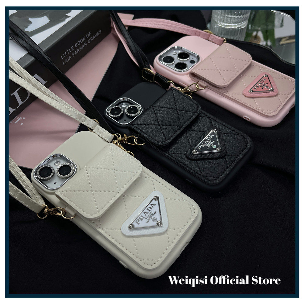 หรูหราช่องใส่การ์ดเคสโทรศัพท์สําหรับiphone 16 Pro Max 15 Pro Max 14 Pro 13 Pro 12 Pro Max 11 Pro XR XS Max 7Plus 6 6s Plusปลอกโทรศัพท์แบบนุ่มพร้อมสายรัดปรับ