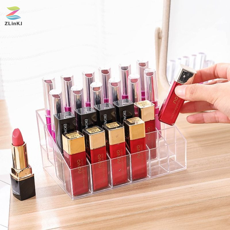 Zlinkj 24 ช่อง Lip Organiser Storage Display Box Case คอสตศาสตร์ Make Up ใหม่
