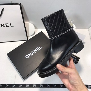 2024chanel รองเท้าบูทสั้นแฟชั่นหนังแท้ Martin Boots