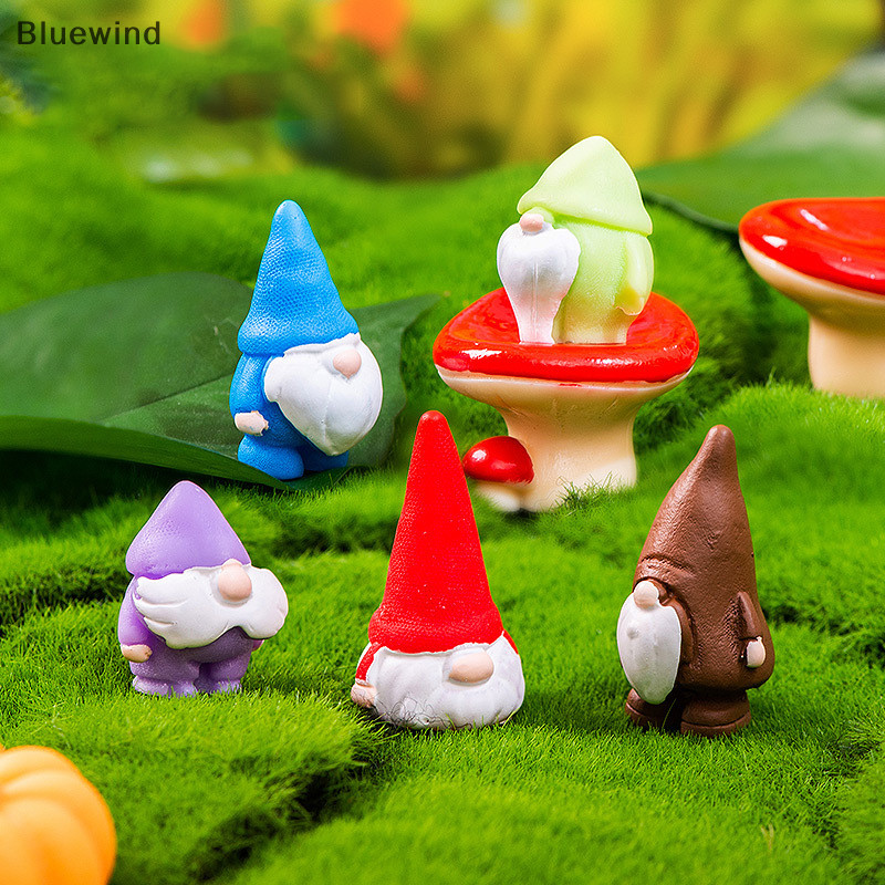 Bluewind Mini Easter Dwarves Figurine Gnome ตุ๊กตาเห็ด Micro Landscape ตุ๊กตารุ่นรถตกแต่งภายในเครื่องประดับ Home Desktop ตกแต่งใหม่