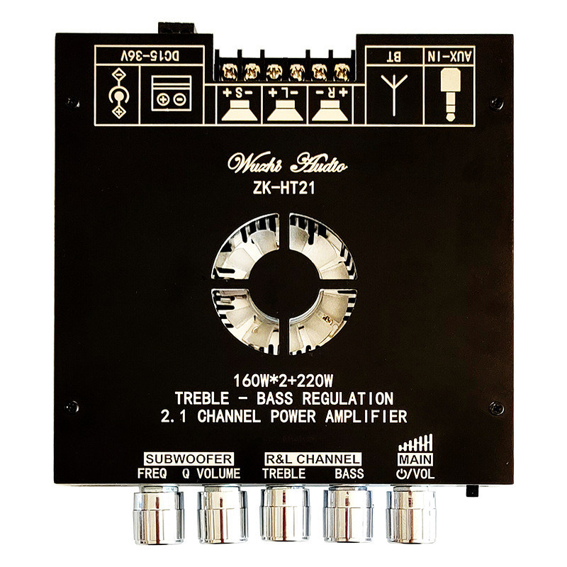 ZK-HT21 2.1 ช่อง TDA7498E โมดูลเครื่องขยายเสียงดิจิตอลซับวูฟเฟอร์โทนสูงและต่ํา 160Wx2+220W