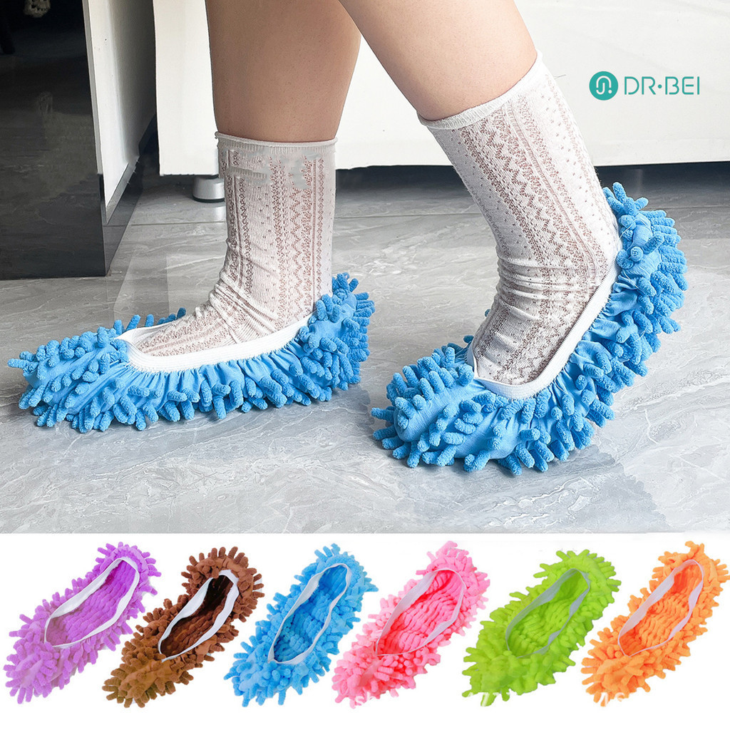Dr.bei 2 ชิ้น Mop รองเท้าแตะรองเท้านุ่มล้างทําความสะอาดได้นํากลับมาใช้ใหม่ Multi-Function ฝุ่นผมทําความสะอาดชั้นเครื่องมือทําความสะอาด