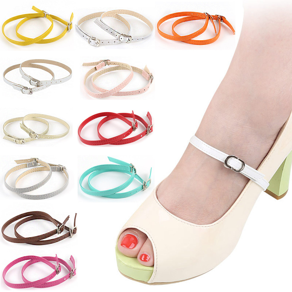 1 คู่ Anti-drop Heel Strap สําหรับรองเท้าส้นสูงรองเท้าแตะสายรัดรองเท้าตกแต่ง Non-slip Shoelaces ปรับยืดหยุ่น