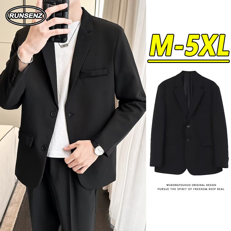 M-5xl เกาหลีหรูหรา Basic Blazer ผู้ชายสีดํา Casual Slim ธุรกิจ Plus ขนาดเสื้อสูท