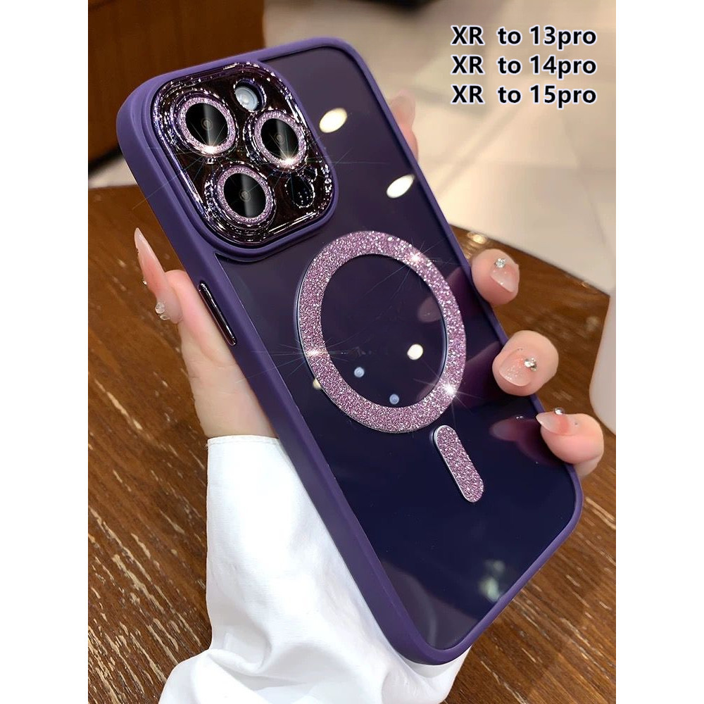 เคสโทรศัพท์แม่เหล็กที่กําหนดเองสําหรับ iPhone xr เปลี่ยนเป็น 15Pro Hard Case สําหรับ xr ดัดแปลง 14pro xr ถึง 13pro โปร่งใสป้องกันปกหลัง