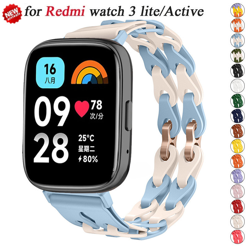 22 มม.สายคล้องคอซิลิคอนสําหรับ Redmi Watch 3 Active Smart Watch Band สร้อยข้อมือซิลิโคนสําหรับ Xiaomi Redmi Watch 3 Lite สายรัดข้อมือ