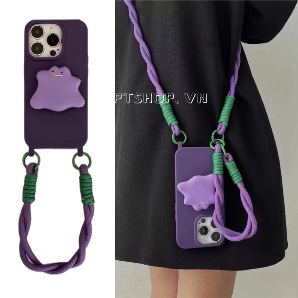 สีม่วง Ghost Bracket + ยาวสั้น Lanyard เคสโทรศัพท์สําหรับ iPhone 17 Pro Max 17 Air 16Plus 15 14 13 12 11 Pro Max IX เต็มรูปแบบกันกระแทกป้องกัน