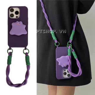 สีม่วง Ghost Bracket + ยาวสั้น Lanyard เคสโทรศัพท์สําหรับ iPhone 17 Pro Max 17 Air 16Plus 15 14 13 12 11 Pro Max IX เต็มรูปแบบกันกระแทกป้องกัน