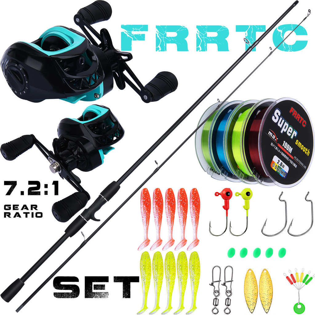 FRRTC Casting Rod และ Reel Combo 2 ชิ้นเบ็ดตกปลาพร้อม Baitcasting Reel สําหรับนักมุมและผู้เริ่มต้น