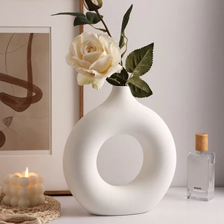 Minimalism Art แจกันโมเดิร์นเลียนแบบเซรามิคแจกันดอกไม้ Ins โต๊ะยิง Props ตกแต่งบ้าน