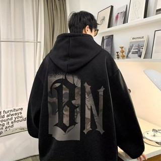 【M-8XL】แฟชั่นรีโทรอเมริกันออกแบบจดหมาย Hoodie สำหรับผู้ชายแน…