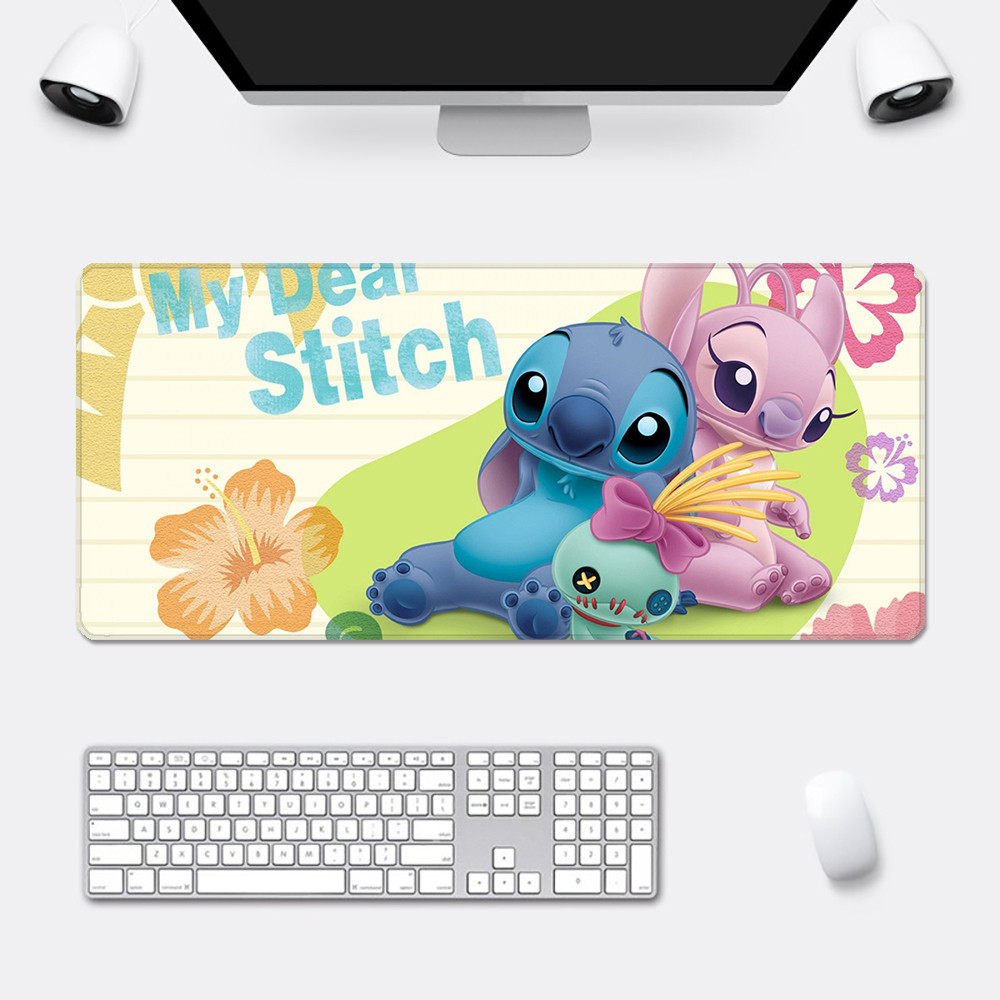 Disney น่ารักการ์ตูน Stitch Mousepad HD พิมพ์คอมพิวเตอร์ Gamers ล็อคขอบแผ่นรองเมาส์กันลื่น XXL90x40 ซม.คีย์บอร์ด PC โต๊ะ Pad