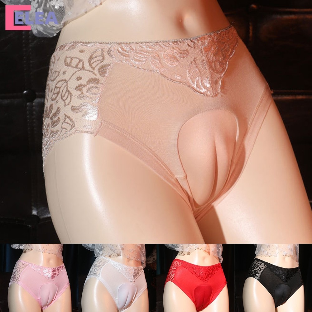 [ELEA]Mens ชุดชั้นในเซ็กซี่ Unisex Sissy กางเกงชั้นในลูกไม้สั้นชุดชั้นใน Knickers Crossdress