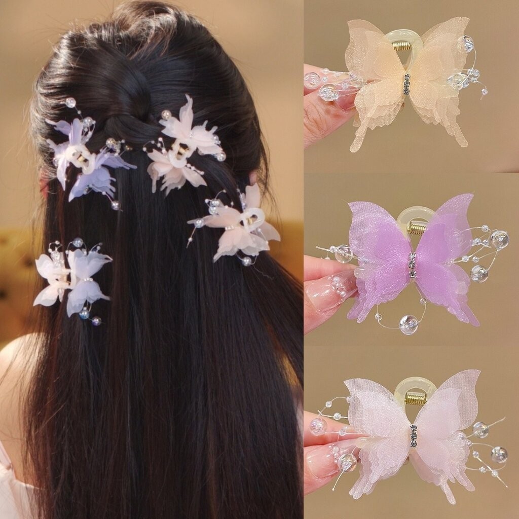 บ้านพลู กิ๊บติดผม ผีเสื้อ หนีบผม สีหวาน น่ารักมาก กิ๊บสีหวาน