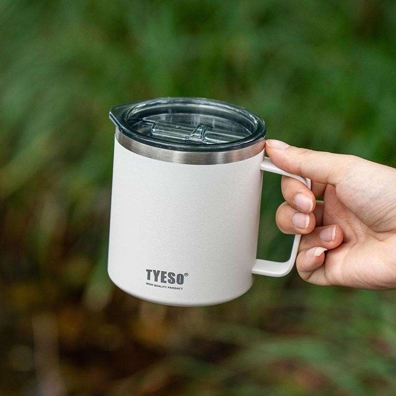 TYESO MUGS แก้วกาแฟ สแตนเลส 304 ขนาด 400 มล. เก็บร้อนเย็นได้ มีหูจับ มีฝาปิด - รูปที่ 5
