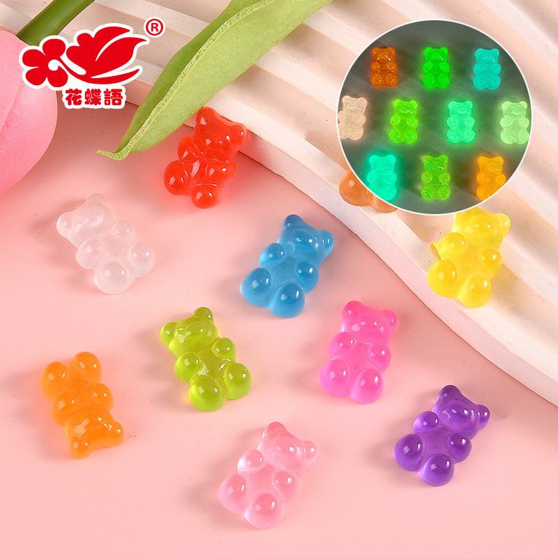 Luminous Gummy Bear Candy Toy Series Handmade diy วัสดุแพคเกจเคสโทรศัพท์ตู้เย็นสติกเกอร์แถบคาดศีรษะอุปกรณ์เสริมผมสติกเกอร์